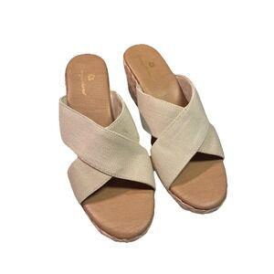NWOT Tommy Bahama Suzette Wedge Espadrille Cream Slip On Sandal Size 10 M